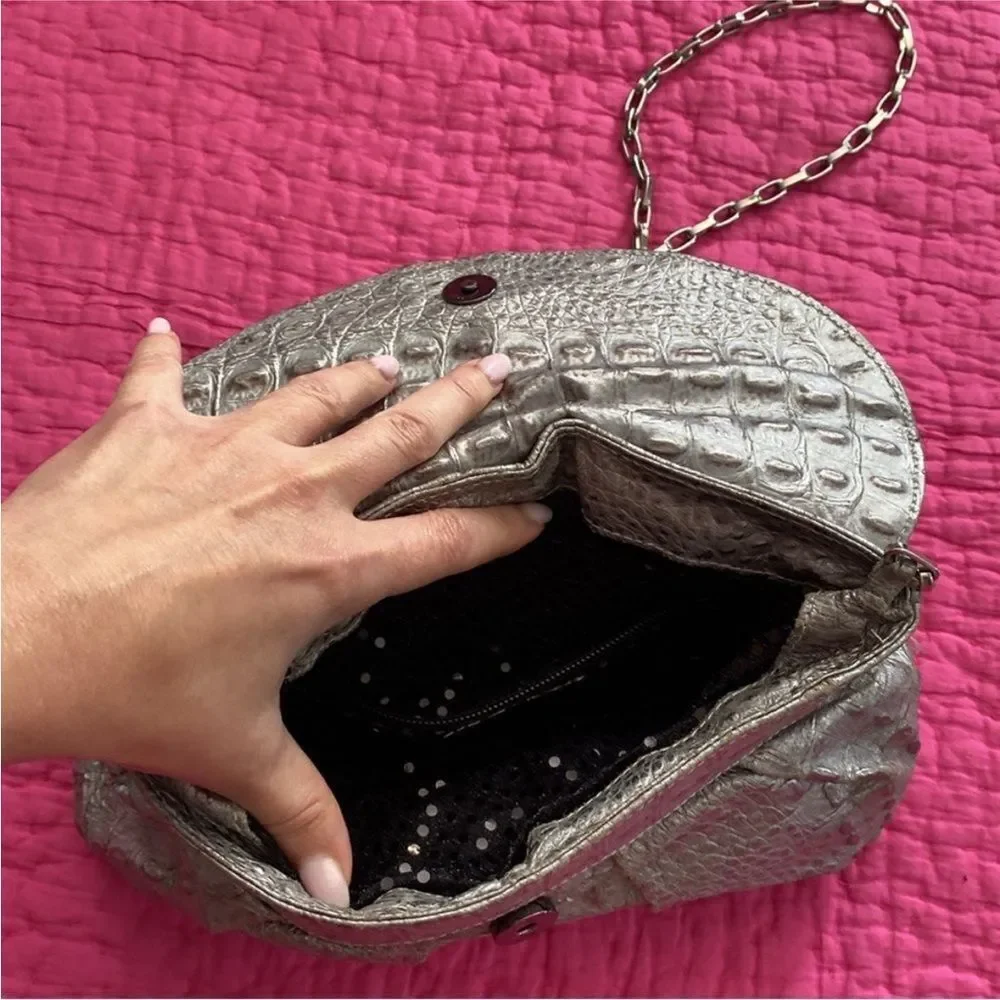 Zara Terez Silver Croc-Embossed Crossbody Bag